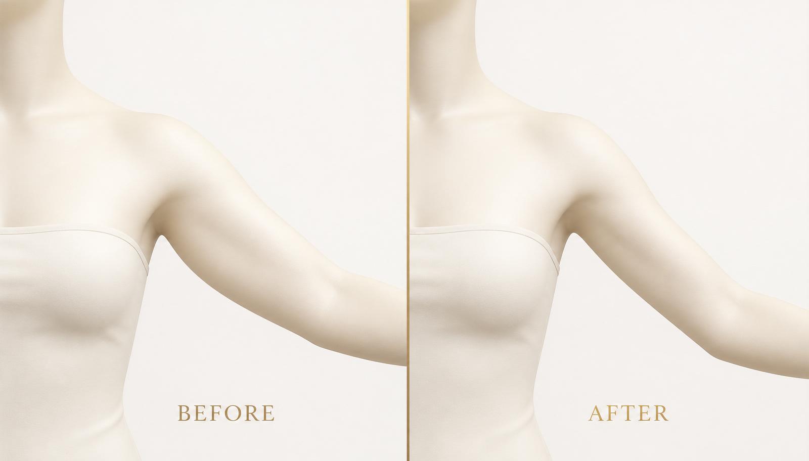 Upper-arm liposuction before and after — 6-month BodyTite RFAL and PAL result in Miami