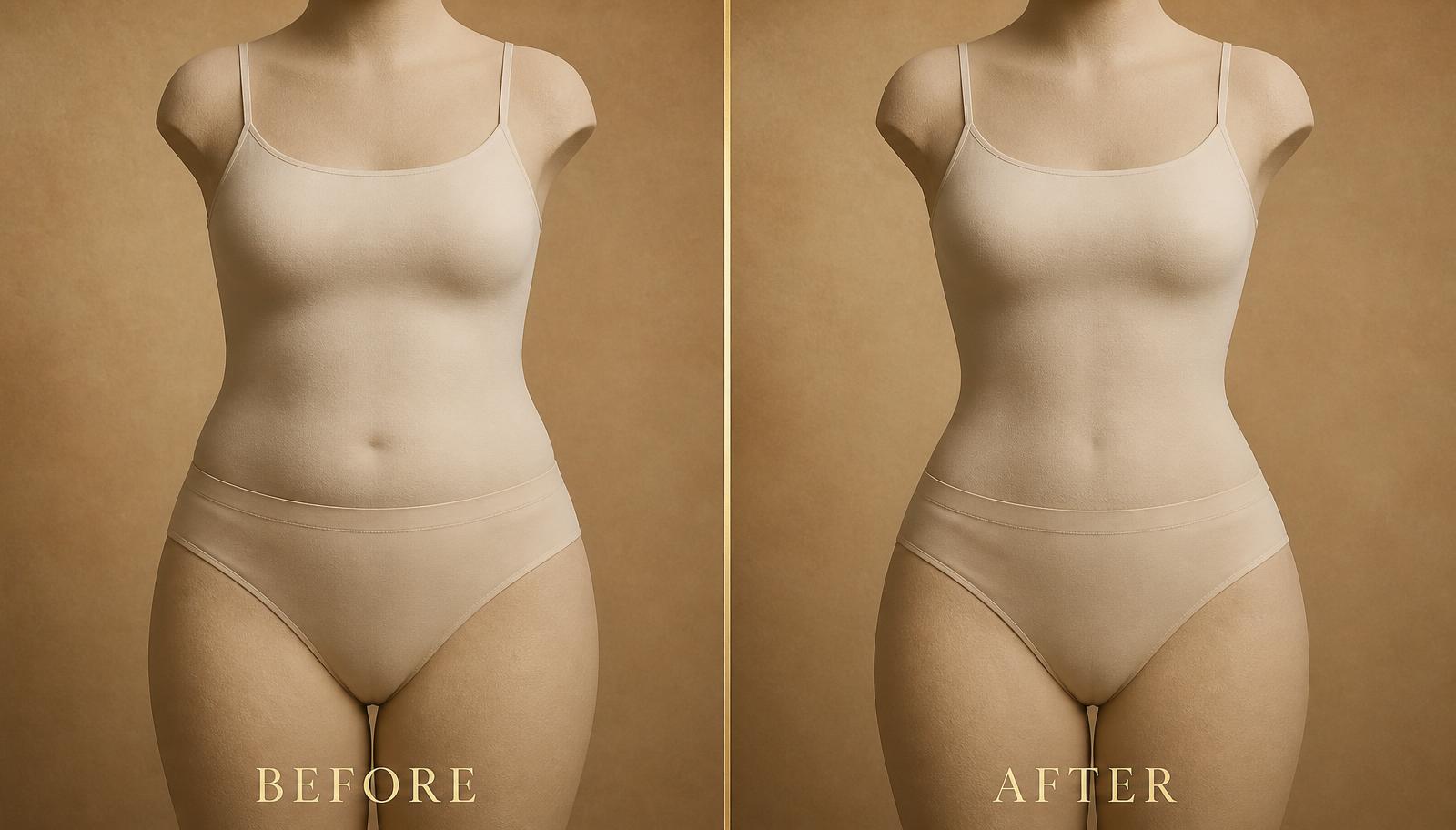 Abdomen liposuction before and after — 6-month result in Miami using power-assisted tumescent technique
